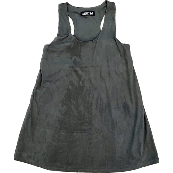 Audrey 3+1 | Khaki Green Vegan Suede Swing Dress | Small - Picture 1 of 5